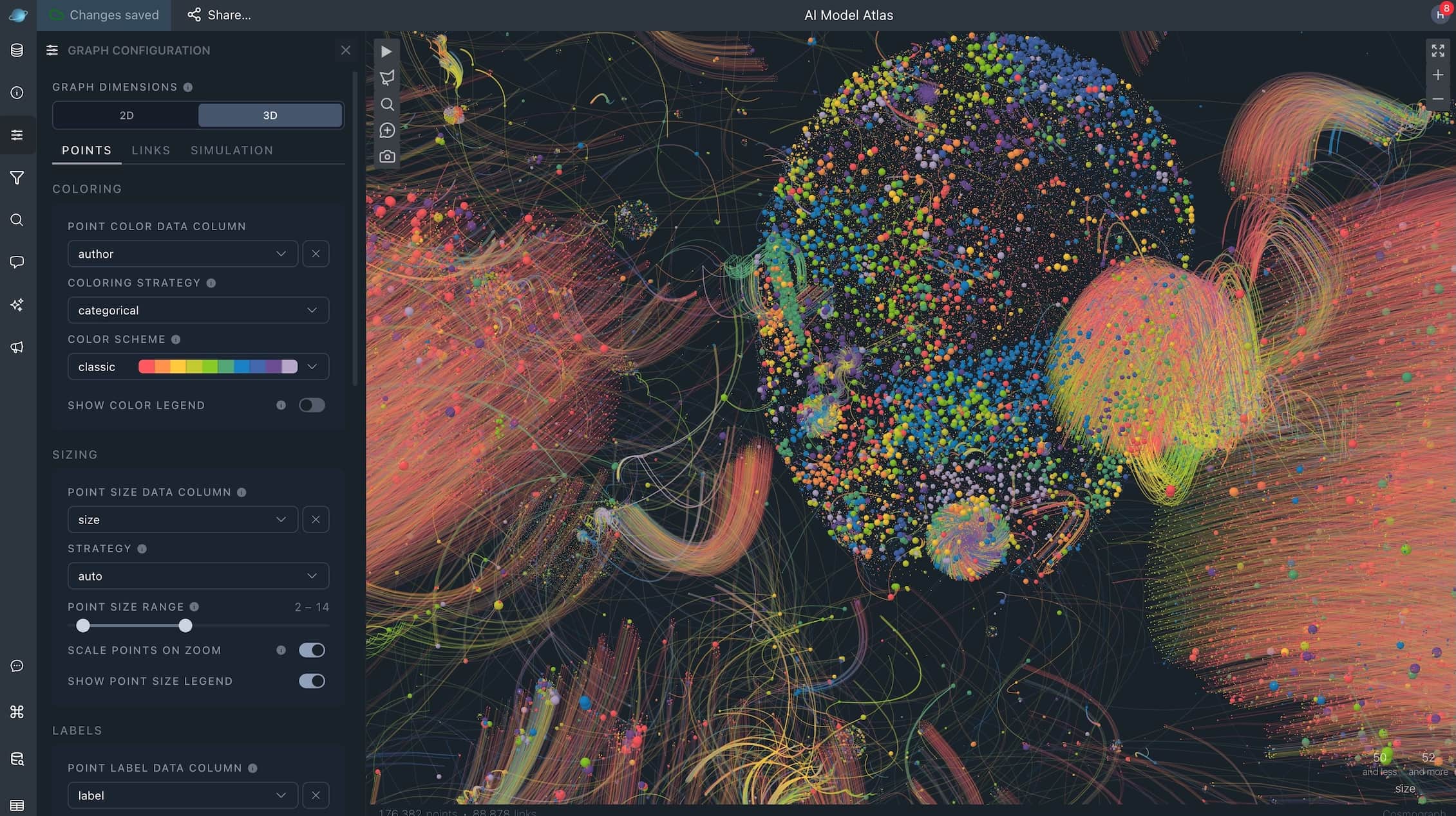 Cosmograph 3D visualization